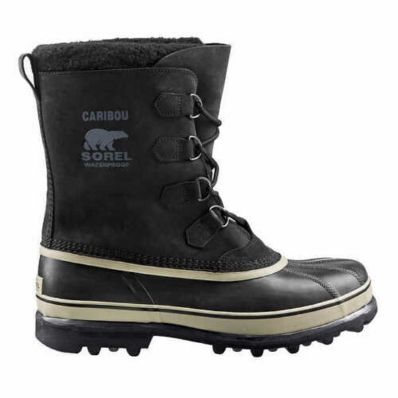 NEW Men's Sorel Caribou WP waterproof boots BLACK NUBUCK SHERPA LINED NUBUCK - Picture 4 of 4